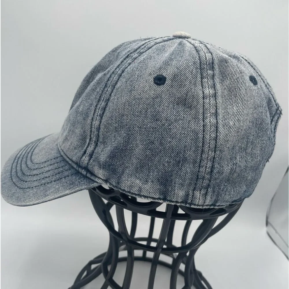 Blue Blank Cap unisex Adjustable Hat Adult 90s Acid Wash